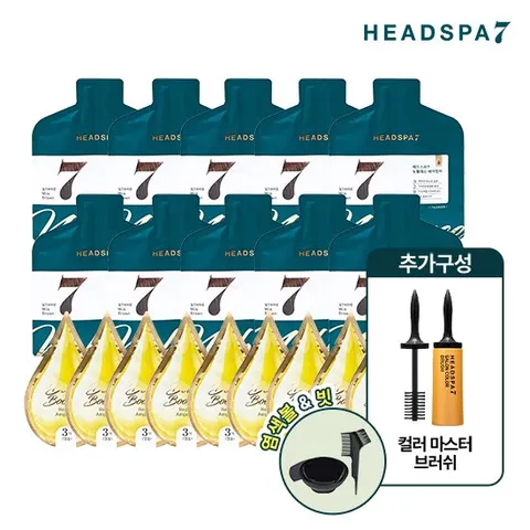 헤드스파7 노블레스헤어컬러 앰플 염모제 10개입+살롱컬러브러쉬