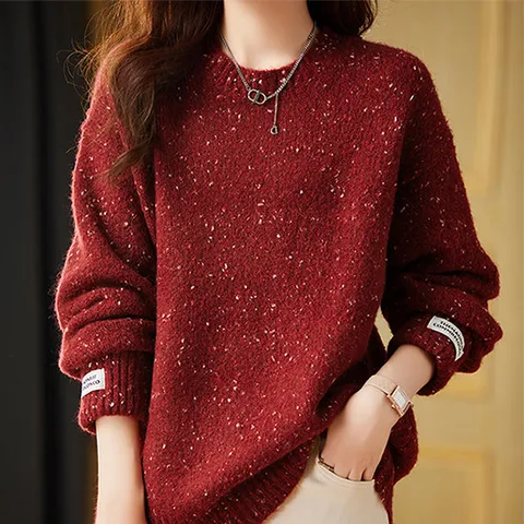 [패션시그널] 레드보카시 라운드넥 롱 니트 5F1E8C