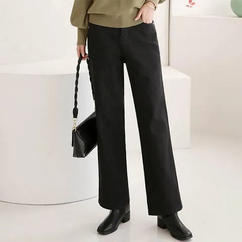 [어썸] Q2/흑청스판 뒷밴딩 와이드 통 데님 팬츠_263347