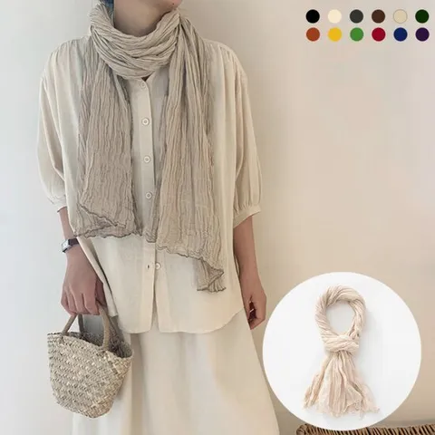 간절기 꽈배기 주름 숄 롱 스카프 (12color)