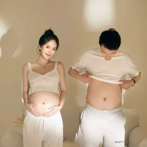 만삭사진 니트 크롭티 임신 셀프 주수사진 임산부 의상 만삭촬영