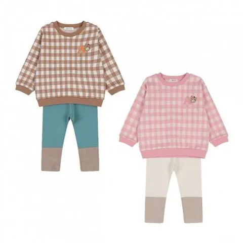 아가방 TC01 겨울 제프체크맨투맨상하(BROWN,PINK)_ 01R753001