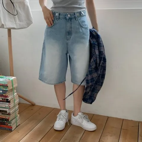 [다잇템]여자 여름 캐주얼 코튼 연청 와이드 데님팬츠