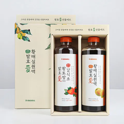 발효애 황매실원액 900ml 1병 황토방 감식초 900ml 1병 총 2병