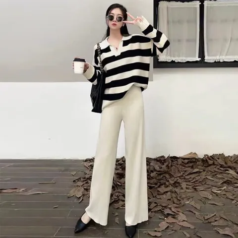 [이쁘다] 뉴렌 단가라 카라 니트 팬츠 set