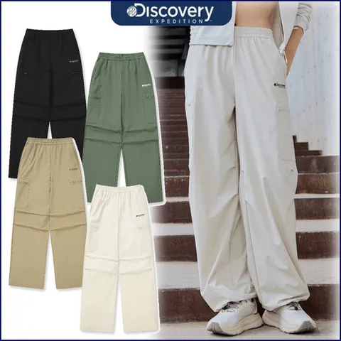 [ 롯데백화점 ]디스커버리 이월할인 여성 가을 우븐 트레이닝 스트링 루즈핏 팬츠 DWTP44044
