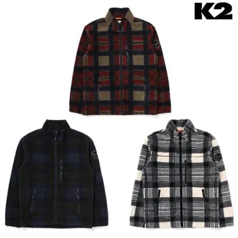 [ 롯데백화점 ]K2 남성 비숑 체크 캐주얼 플리스 자켓 KMU23160AS