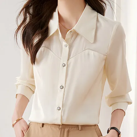 [패션에비뉴] 카라엣지라인 포인트 셔츠 블라우스 24E2E37E