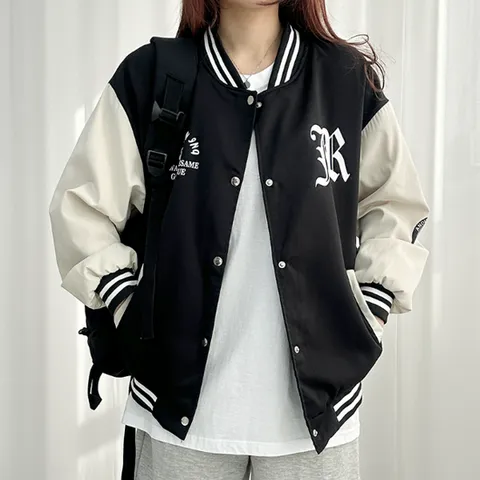 [불량소녀]유니버셜 패치 야구 점퍼 6컬러 바시티 항공 아우터 자켓 잠바 레터링 루즈핏 학생