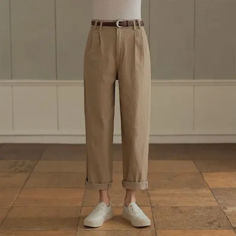 [시크폭스] 페이버 코튼 핀턱 배기팬츠