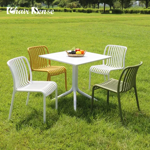 카프리 테이블 800사각 + 루나 체어 4인 세트 의자 야외 카페