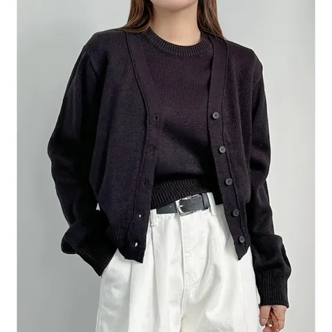 [MADE] 가을,겨울 전용 반팔+가디건 세트 팬시 니트 (4color)