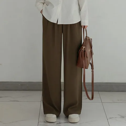 [시크폭스] 웨이브 핀턱 밴딩 텐셀 와이드슬랙스