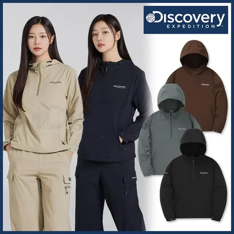 [ 롯데백화점 ]디스커버리 24년 가을 이월/할인 여성 세미오버핏 우븐 에센셜 트레이닝 후드 아노락자켓/긴팔/나일론/기능성/캐주얼 DWTR36044