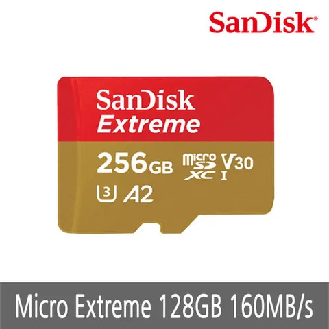샌디스크 익스트림 microSDXC 256GB 256기가 메모리 4K UHD 촬영 최적화 다양한장치호환 뛰어난내구성 마이크로SD카드 Extreme SDSQXAV