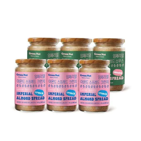 D)임페리얼 아몬드스프레드 400g 6병(크런치3+스무스3)