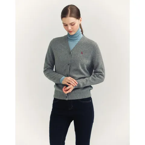 헤지스 여성 24FW 가격인하캐시미어 그레이 브이넥 가디건 HSSW4D901G2