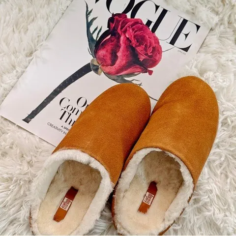 핏플랍 크리시 시어링 여성 어그 겨울 털슬리퍼 탄