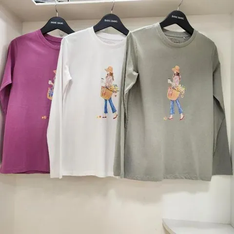 뱅뱅 HC15 뱅뱅 가을 여성 예쁜 프린트 면 기본 긴팔 티셔츠 NTK709