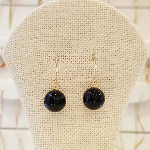 [볼라레]14k 오닉스10mm 드롭귀걸이 (GF244)