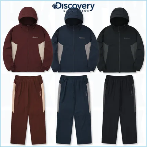[ 현대백화점 ]디스커버리 24FW 신상품 DXTR25044DXTP25044 남여공용 컬러블럭 우븐 트레이닝 자켓 팬츠 세트 커플 셋업 HKTR