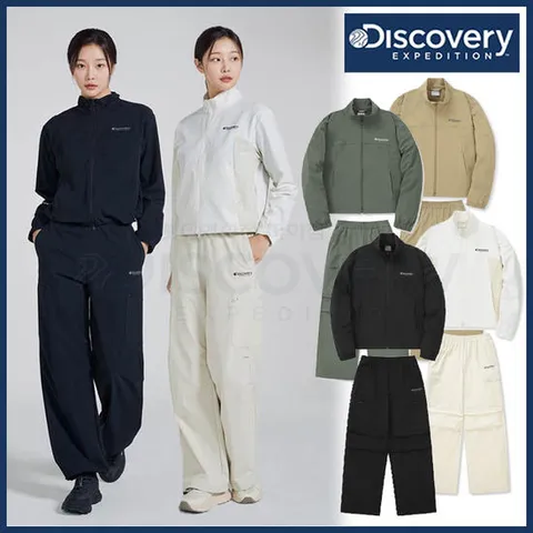 [ 롯데백화점 ]디스커버리 24년 가을 이월/할인 여성 우븐 풀집업자켓+루즈핏스트링팬츠 나일론 트레이닝세트DWTR44044,DWTP44044