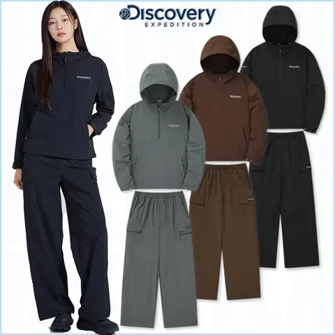 [ 현대백화점 ]디스커버리 24FW 신상품 DWTR36044DWTP36044 여성 루즈핏 우븐 트레이닝 아노락 자켓 스트링 팬츠 세트 여자 셋업 HKTR