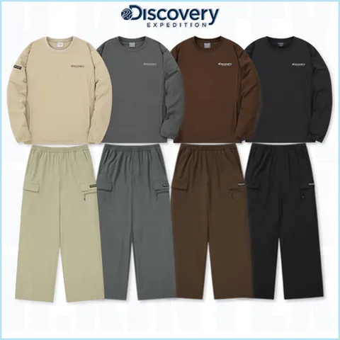 [ 현대백화점 ]디스커버리 24FW 신상품 DWTR38044DWTP36044 여성 우븐 에센셜 트레이닝 맨투맨 스트링팬츠 세트 여자 셋업 HKTR