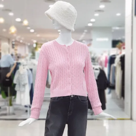 [ab.f.z]꽈베기 버튼 핑크 니트 가디건 FSBZY5Y33G