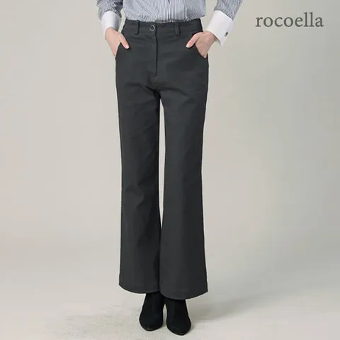 로코엘라 플레인 코튼 세미 플레어 여성 팬츠