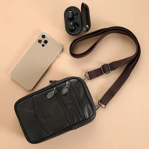 남성 가죽 미니 크로스백 핸드폰 여권 가방