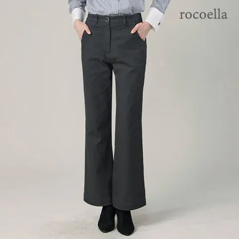 [로코엘라]플레인 코튼 세미 플레어 여성 팬츠