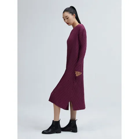 [플리츠미][플리츠미] 폴딩 쉐브론 V넥 플레어 원피스_PPOPF3240