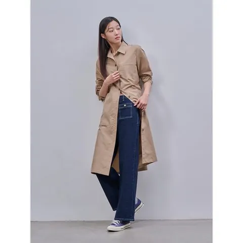 [빈폴레이디스] 솔리드 셔츠형 변형 원피스  베이지 (BF4871C02A