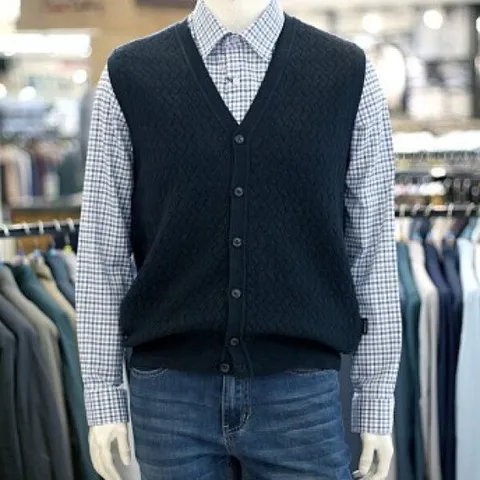 [크로커다일남성]앞판 다이아 오픈 니트 베스트 조끼 ARACDAAAKV