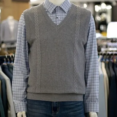 [크로커다일남성]간절기 케이블 브이넥 니트 베스트 ARAPPKV3902