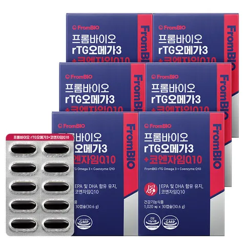 rTG오메가3+코엔자임Q10 30캡슐x6박스/6개월 혈행 혈압 항산화