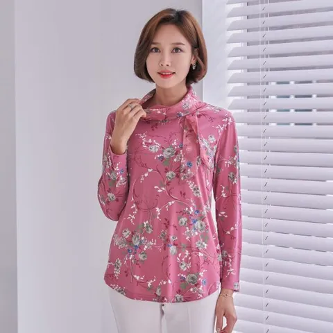 [마담4060] 엄마옷 스카프핑크블라우스-QHBL2404001