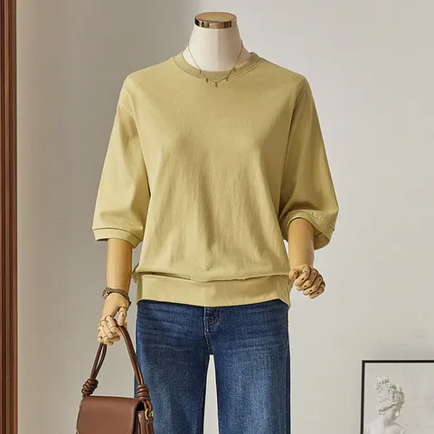 [커스텀에이블] 베이직 7부 맨투맨 티셔츠_C2408TS054C_M