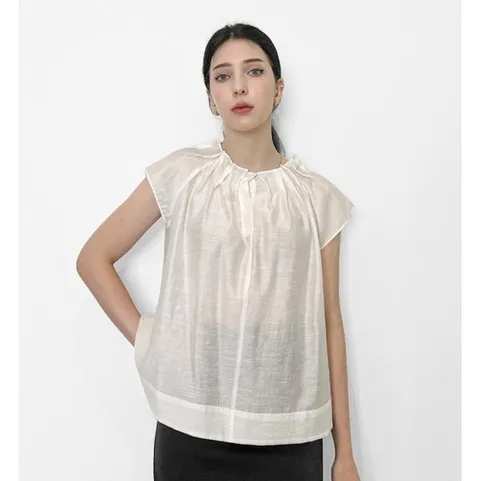 [ 롯데백화점 ][파슨스] 핀턱 캡 슬리브 블라우스 MSPS6BL06