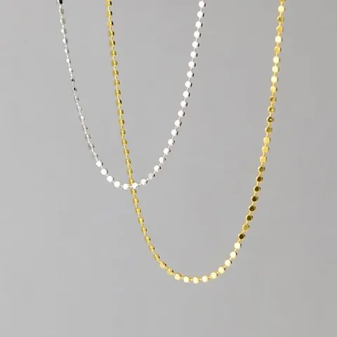 에르모사제이 N104 실버 925 심플 플랫 은볼 체인 은 목걸이