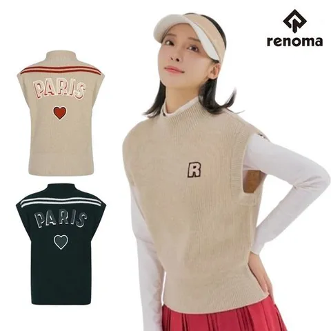 [기타]레노마골프 여성 골프 간절기 캐시미어 드롭 숄더 오버핏 니트 조끼 M 7273