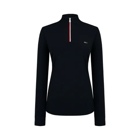 루이까스텔 여성 투톤 배색 반집업 기모 기본 터틀넥 티셔츠