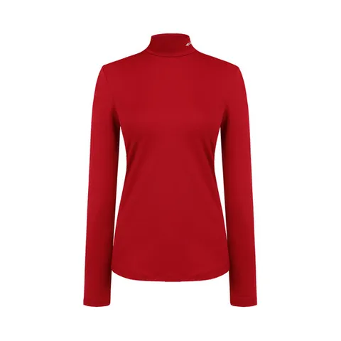 루이까스텔 여성 메탈릭 컬러 솔리드 기본 터틀넥 티셔츠