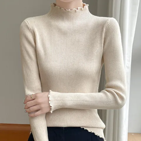 나바바 / NK2319 이너 펄 골지 반폴라 긴팔 니트 티셔츠