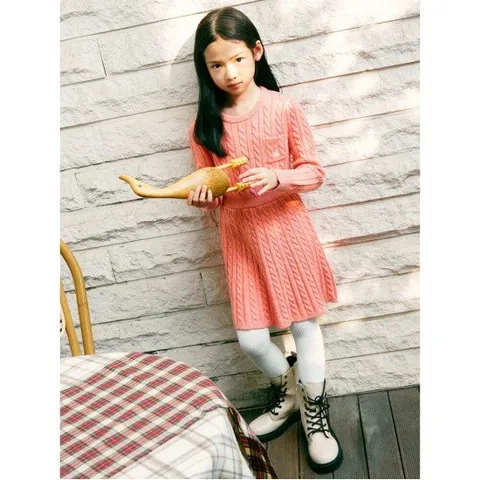 [빈폴키즈]클래식 케이블 니트 원피스 핑크(BI4971G02X)