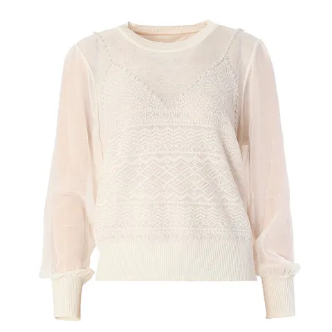 [ 롯데백화점 ][안지크]진주자수배색니트 AI3KP5100