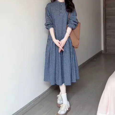 [아리엘스타일]빈티지룩 가을체크원피스 스칼린체크원피스