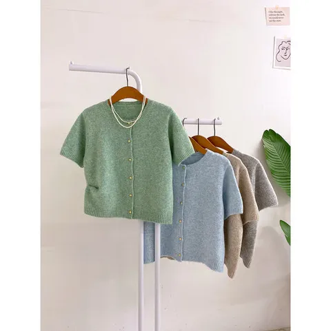 허니제이 / 디헬 골드버튼 반팔 니트 가디건4color