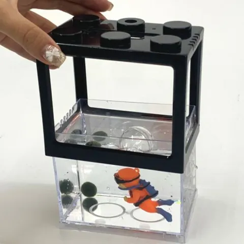 마리모 키우기 블럭 미니어항 블랙 구피 베타